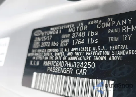 2017 Hyundai Veloster Value Edition из США, поврежденный, VIN KMHTC6AD7HU324250